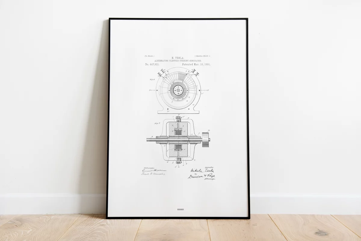 Tesla AC Generator Patent Poster