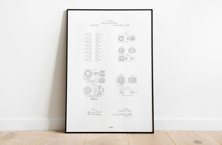 Tesla Electromagnetic Motor Patent Poster