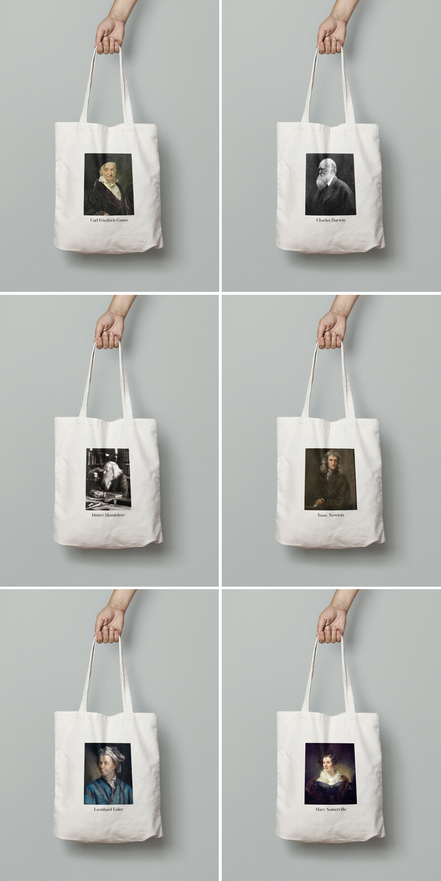Portraying science tote bags
